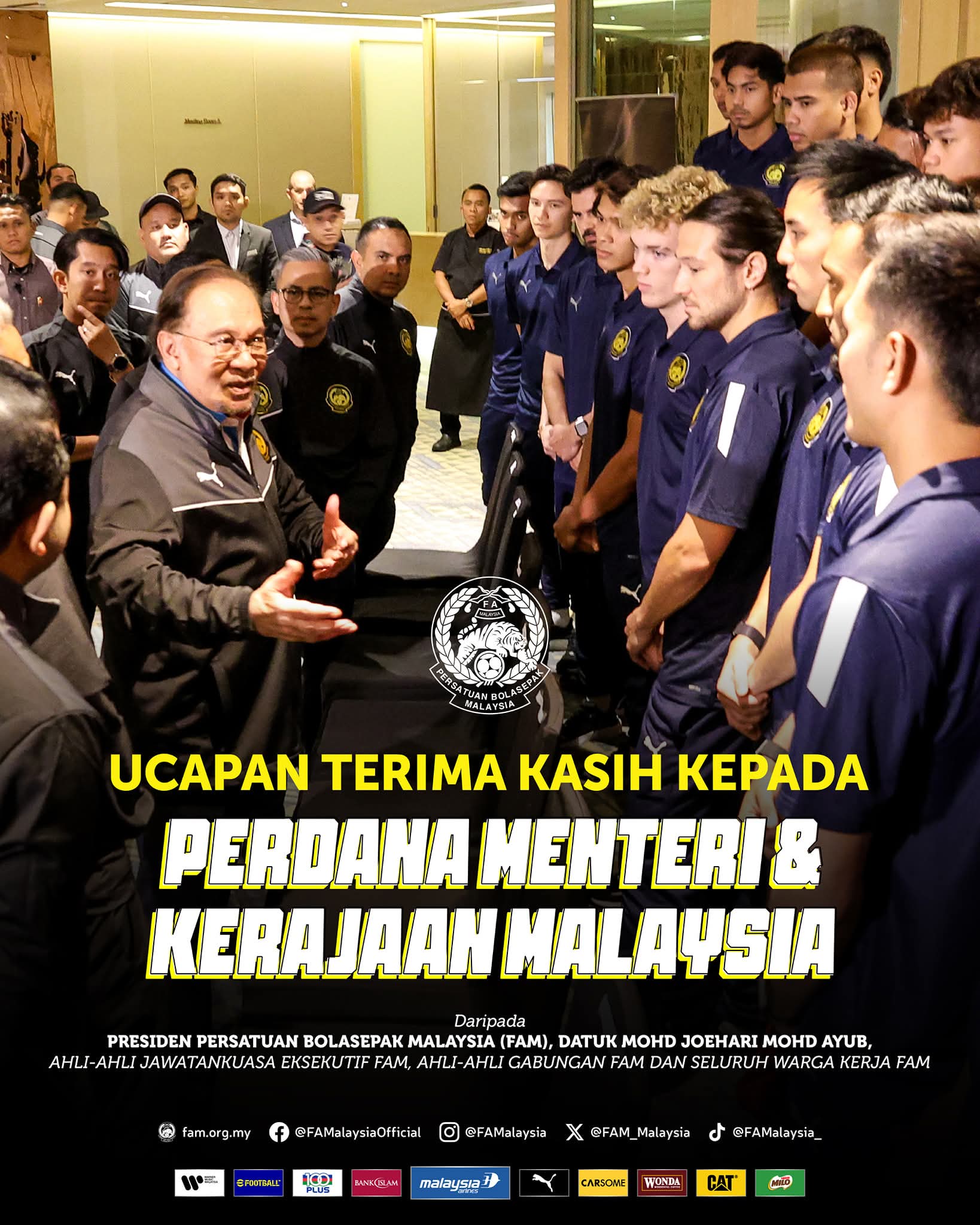 Harimau Malaya menang besar, FAM ucap terima kasih kepada PM
