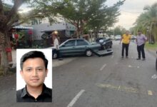 Lokasi kejadian seorang koperal polis maut dirempuh suspek pecah rumah di Taman Golf, Alor Setar. Gambar kecil: Timbalan Pengerusi II PERMAS, Azmin Auzaie