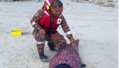 Mayat Ahmad Nuruddin ditemukan pada jarak 3.7km dari lokasi dia dikhuatiri hilang pada Selasa lalu.. Foto: JBPM